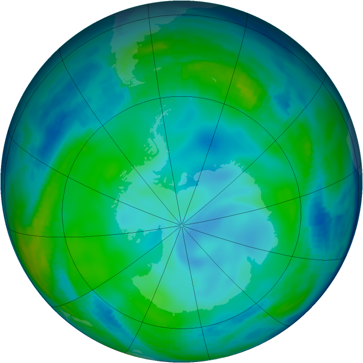 Antarctic ozone map for 28 June 1997